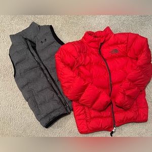 BOYS North Face Coat & Under Armour Vest